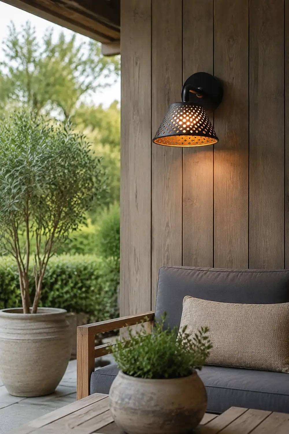 Carins Industrial Hollow Metal Outdoor Wall Lamp, Black - Lumpaz
