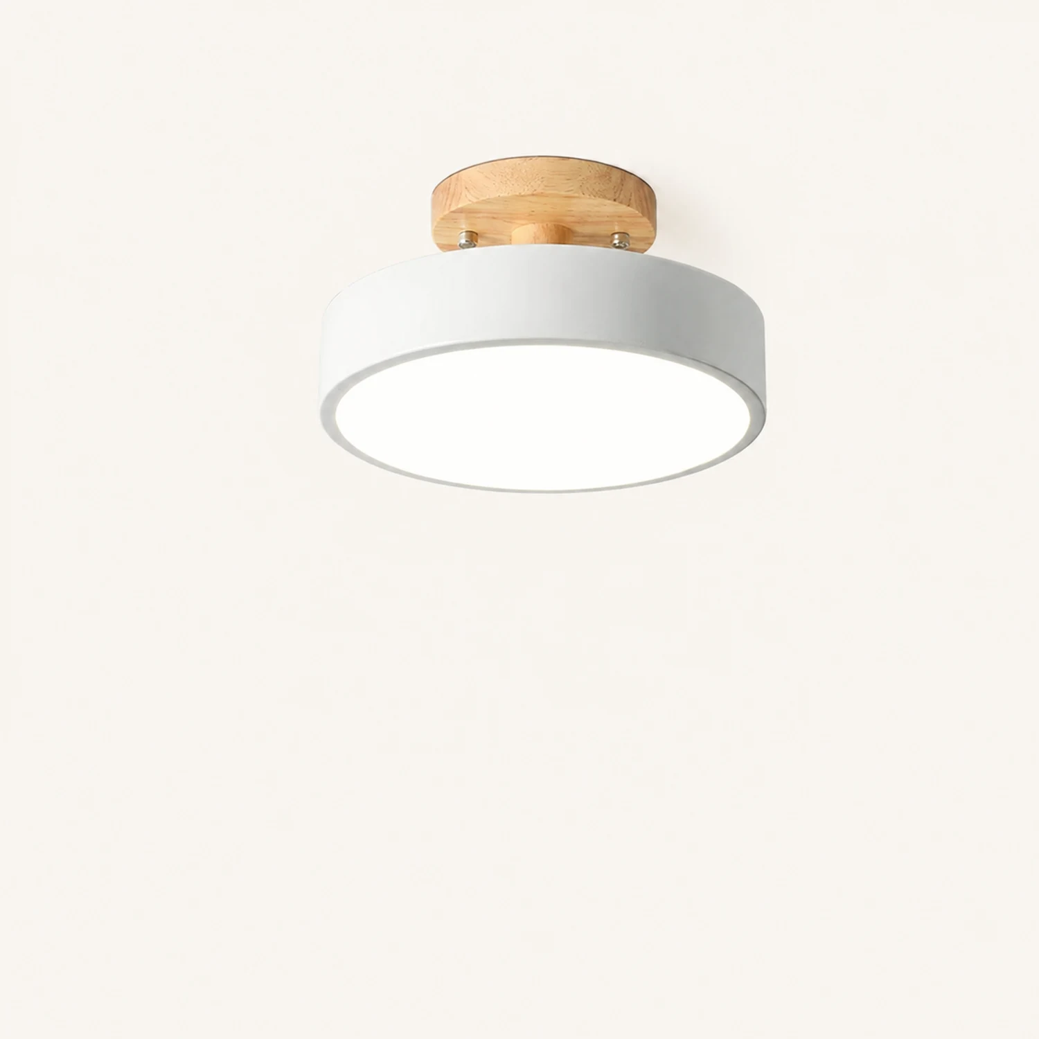 Quinn Round LED Flush Mount Ceiling Light Modern Wood/Acrylic - Lumpaz
