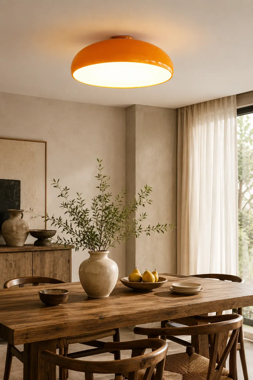 Morandi Vintage LED Ceiling Light White/Black/Red/Orange Metal Bedroom/Living Room - Lumpaz