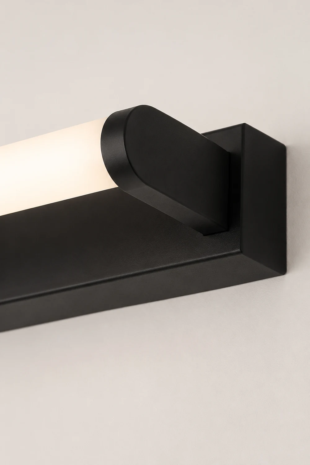 Leigh Minimalist Linear Cylindrical Metal/Acrylic Wall Lamp, Black, Bathroom - Lumpaz