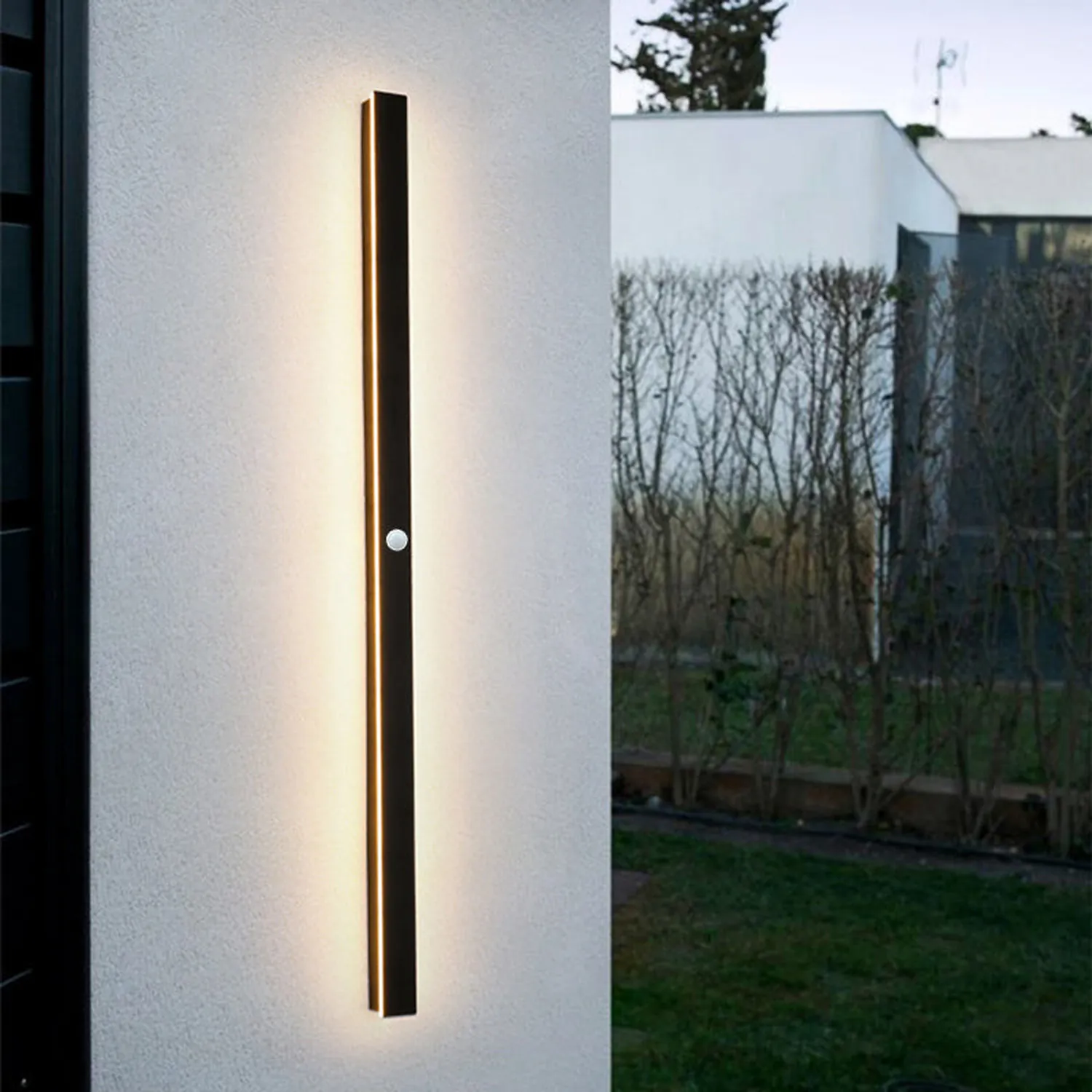 Edge Ripple Minimalist Linear Metal Outdoor Wall Lamp Black Balcony/Terrace - Lumpaz