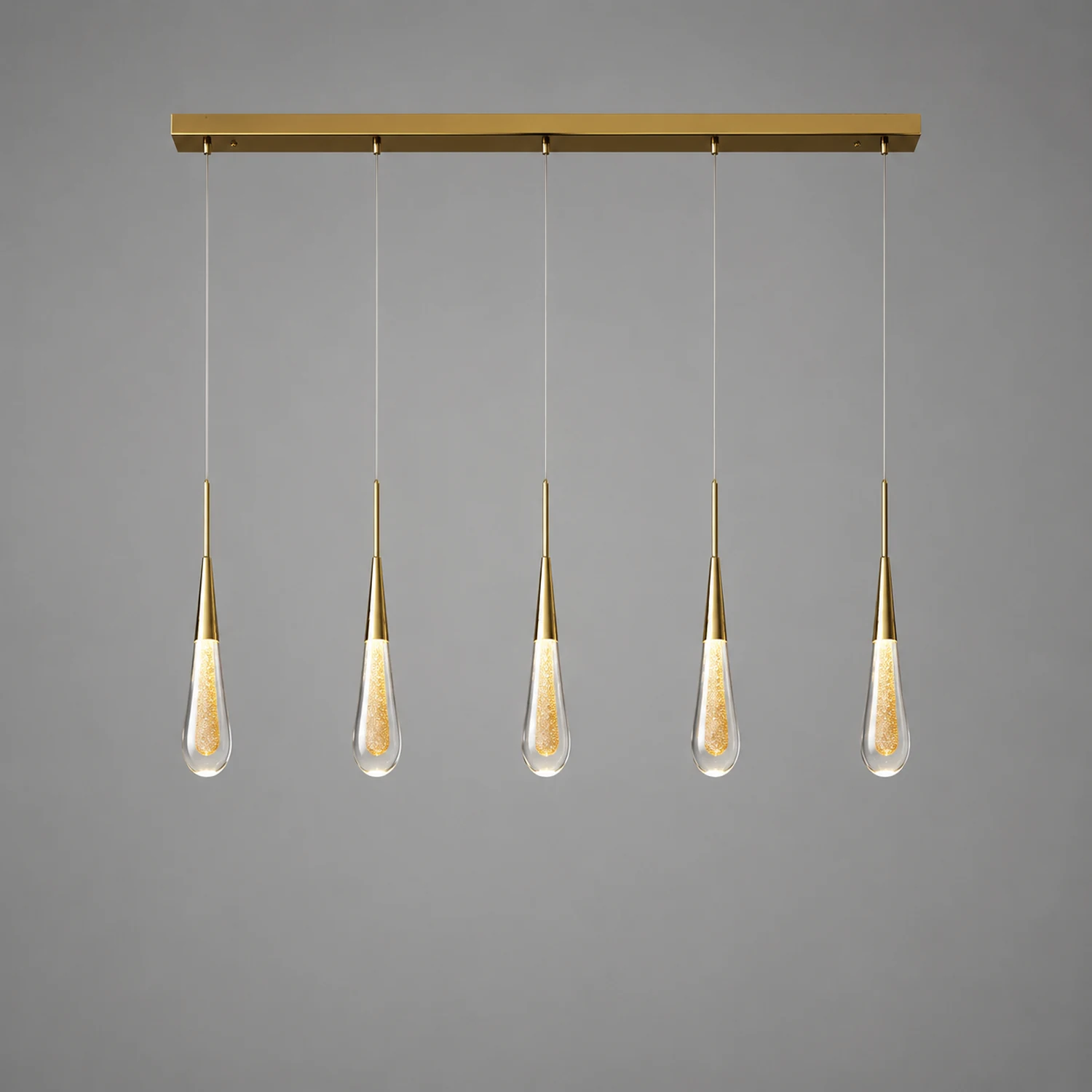 Hailie Teardrop Gold Pendant Light Crystal Metal Bedroom - Lumpaz