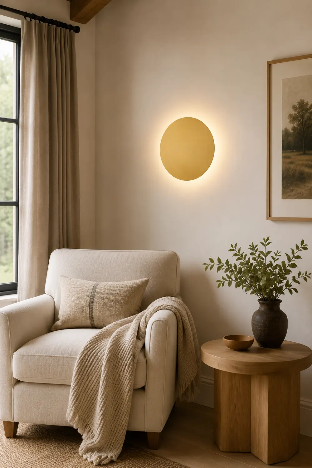 Orr Modern Round Wall Mounted Lamp, Metal, Bedside/Living Room - Lumpaz