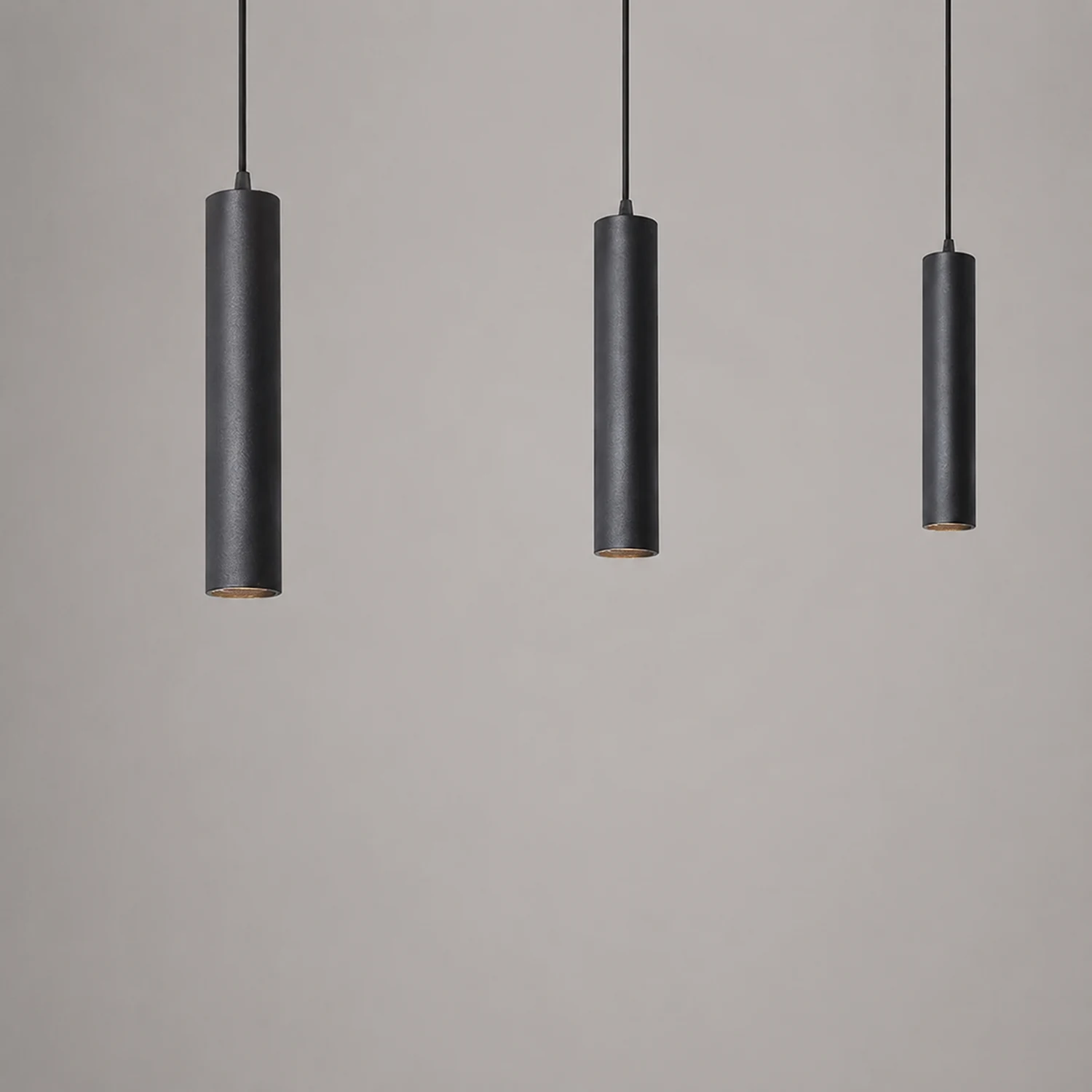 Edge Modern Cylinder Shape Pendant Light Black Metal Living Room - Lumpaz