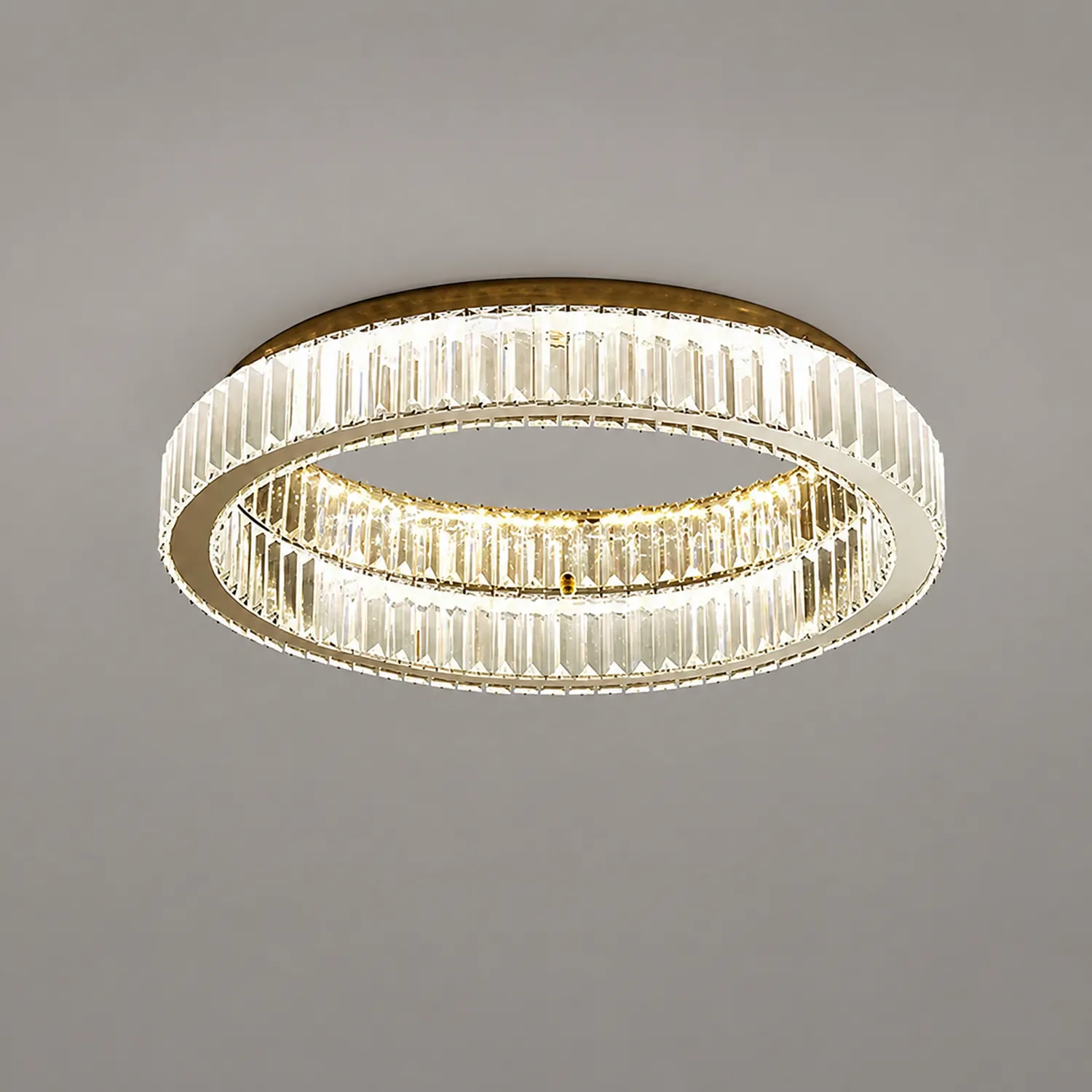 Marliyn Modern Art Deco Circle Crystal/Metal Flush Mount Ceiling Light Gold - Lumpaz