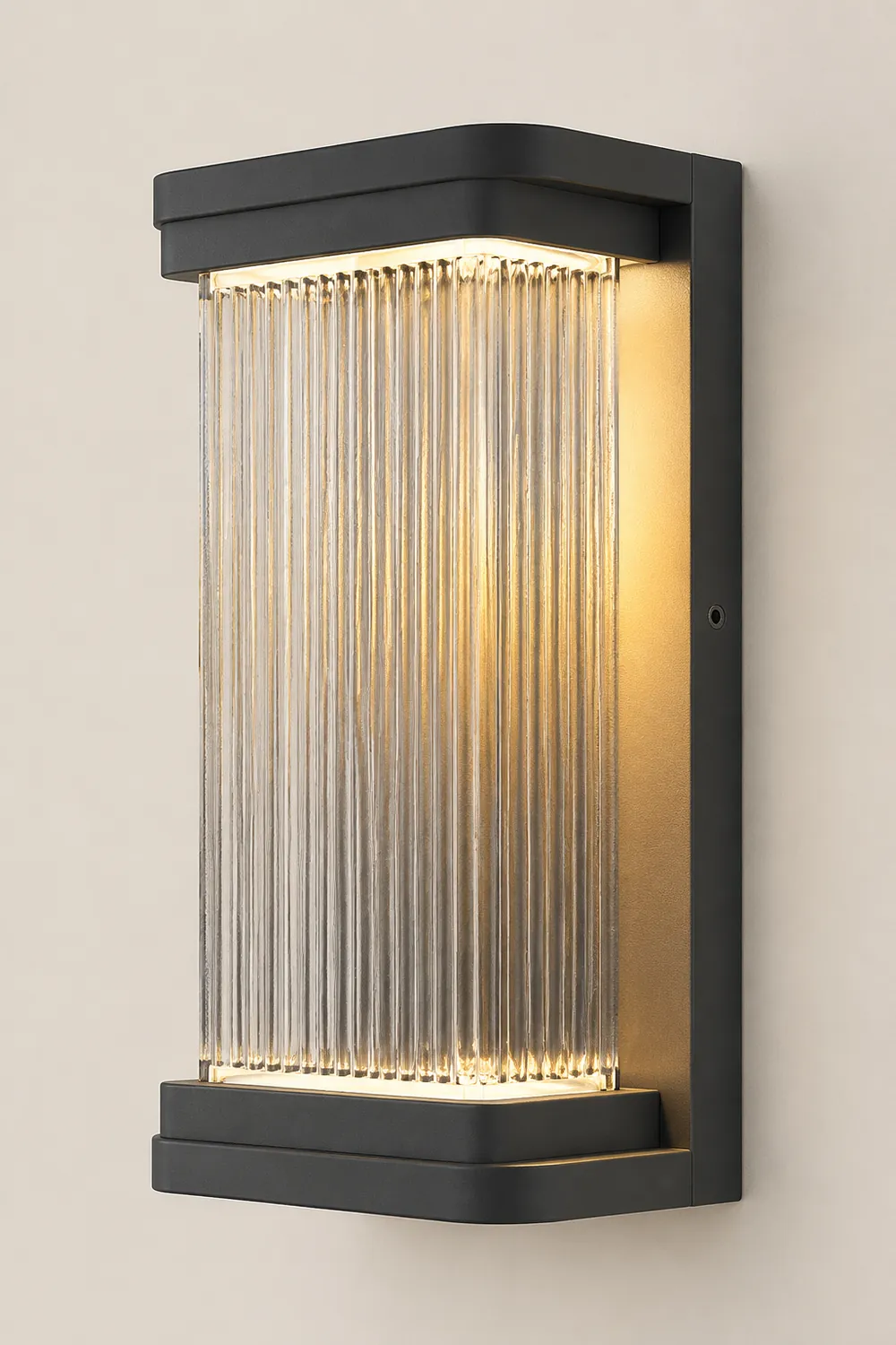 Orr Minimalist Rectangular Glass Outdoor Wall Lamp, Black - Lumpaz