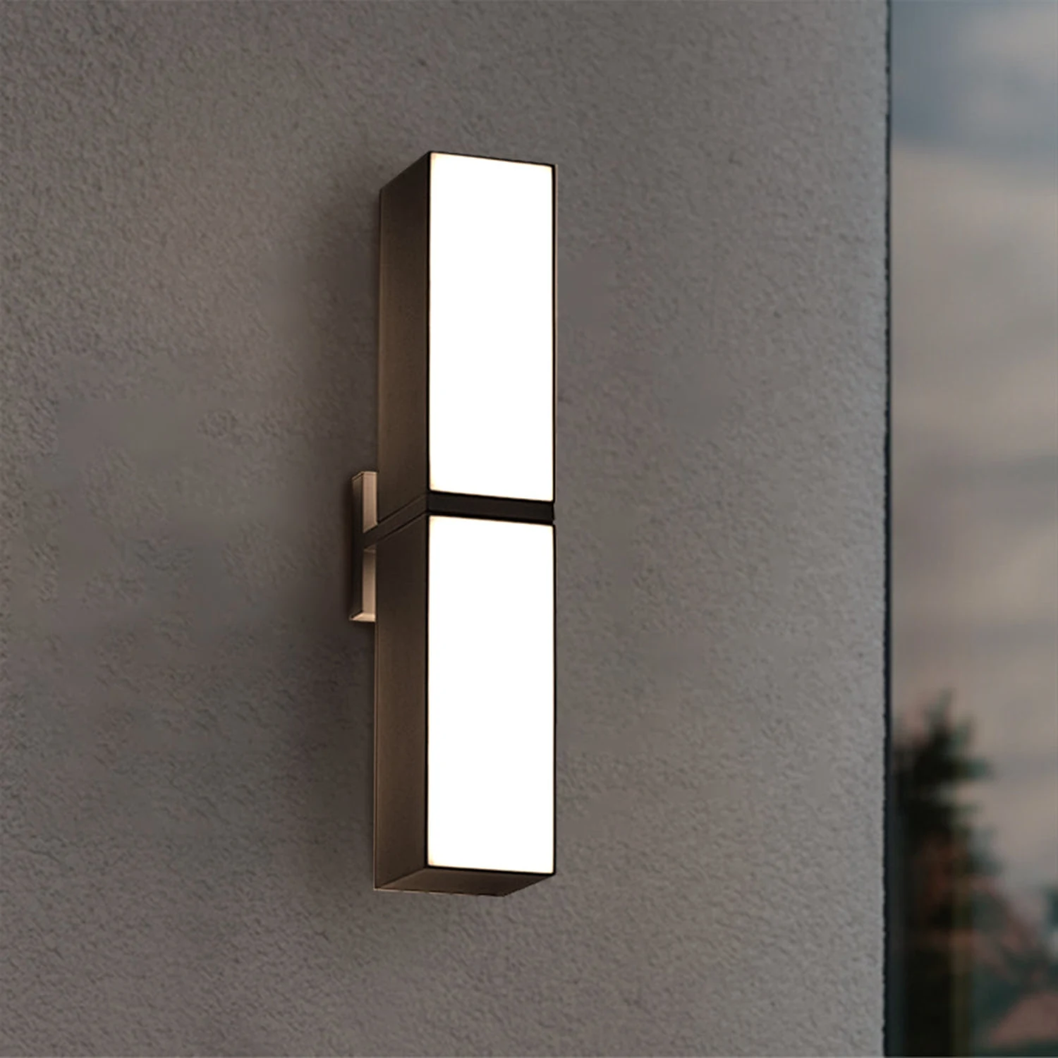 Orr Modern Geometry Rotatable Metal/Acrylic Outdoor Waterproof Wall Lamp, Black - Lumpaz