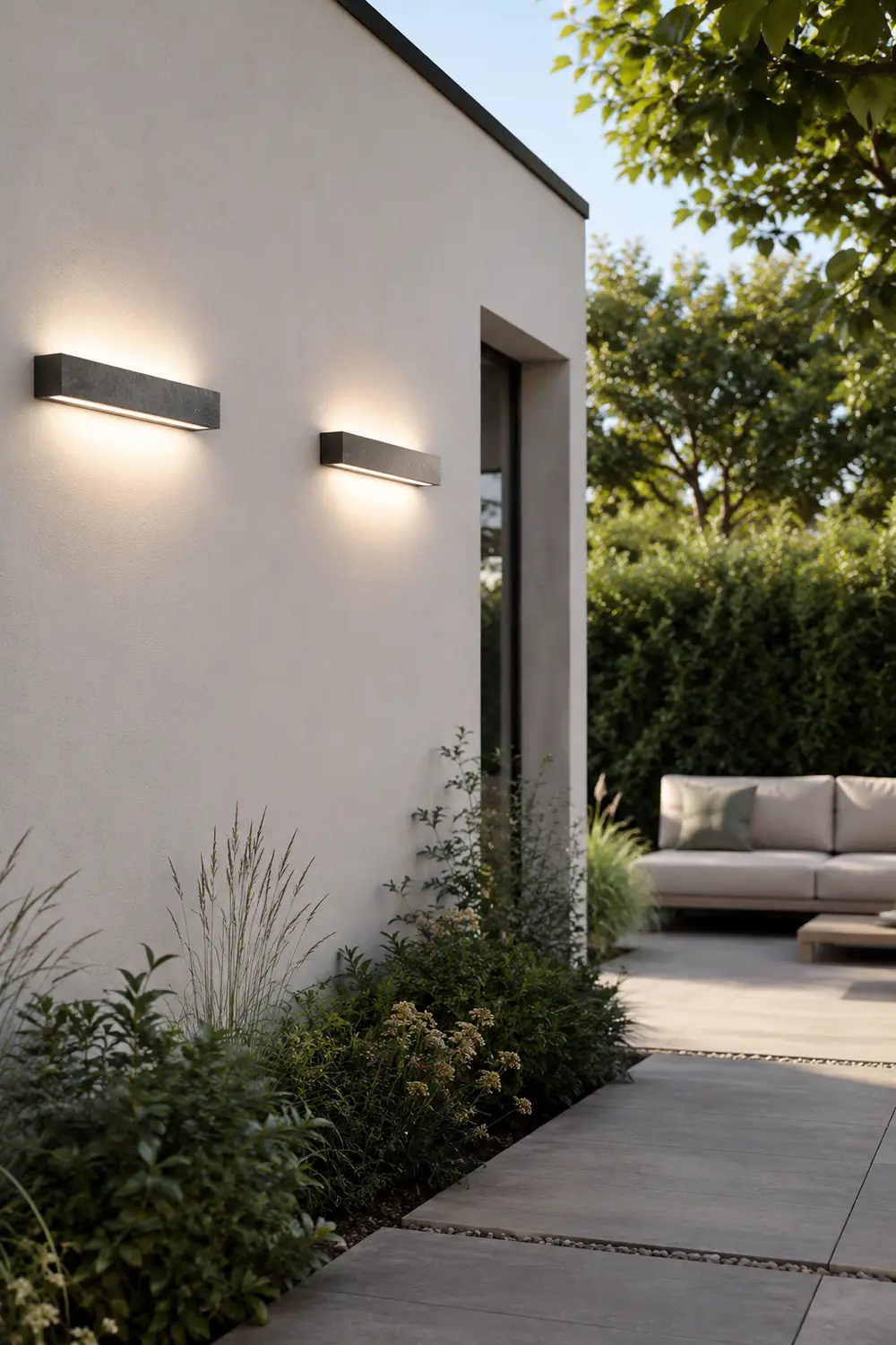 Edge LED Outdoor Wall Lamp, Black & White, 9.5"/15" - Lumpaz