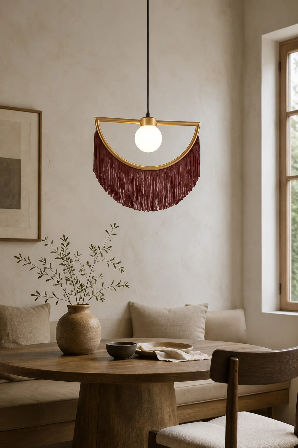 Minori Retro Fringe Fabric Pendant Light - Lumpaz