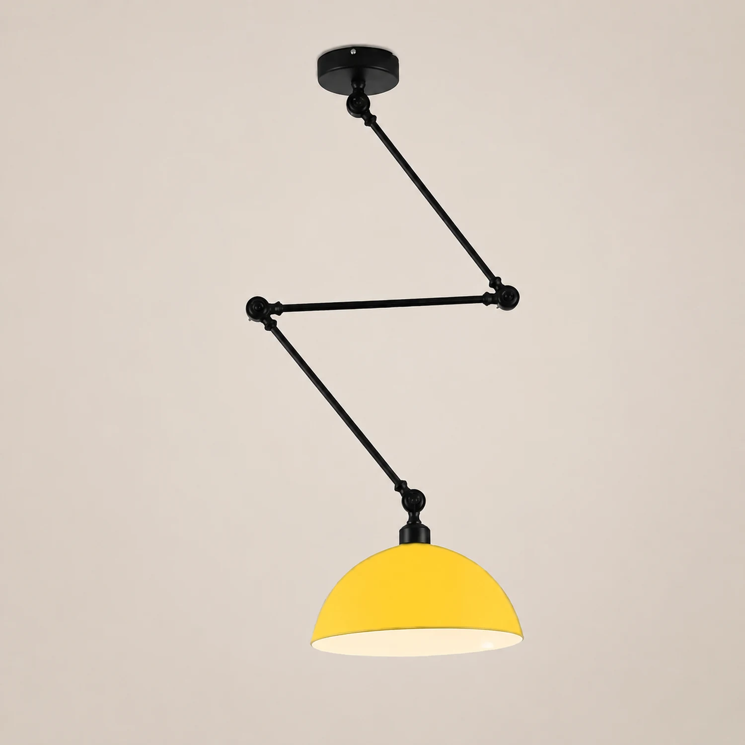 Minori Extendable Domed Pendant Light, Black/White/Red/Gold - Lumpaz