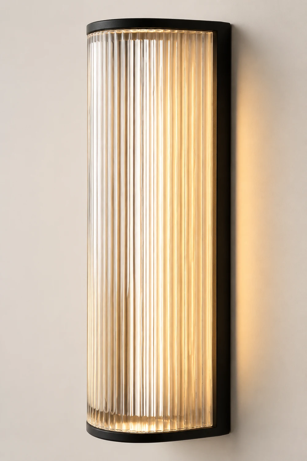 Orr Modern Semi-Cylindrical Outdoor Metal/Acrylic Wall Lamp, Clear/Black - Lumpaz