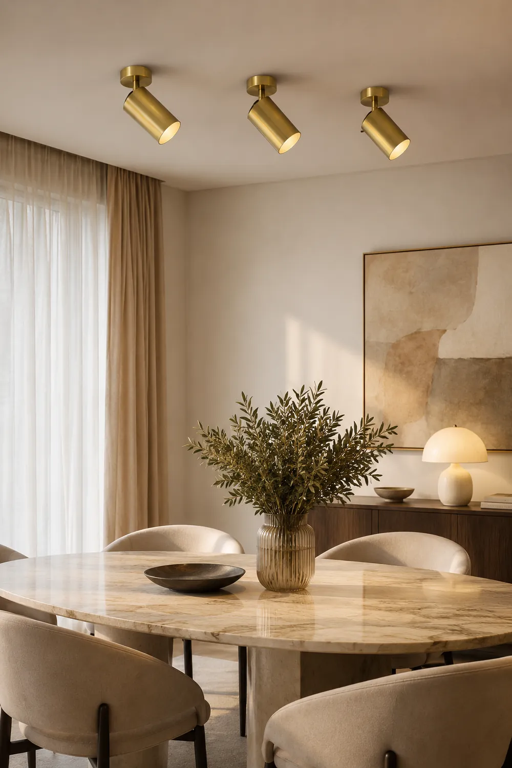 Freja Moderno Gold Cylinder Spotlight Background Flush Mount Ceiling Light, Metal - Lumpaz