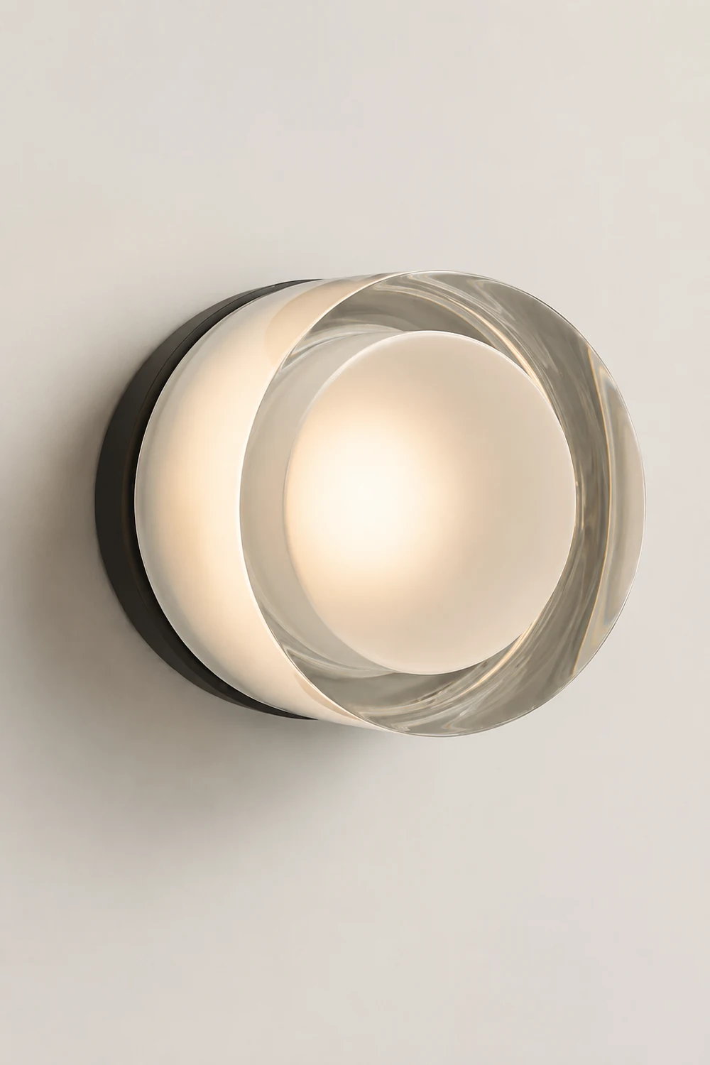 Valentina Modern Mini Drum Metal/Acrylic Outdoor Wall Lamp, Transparent - Lumpaz