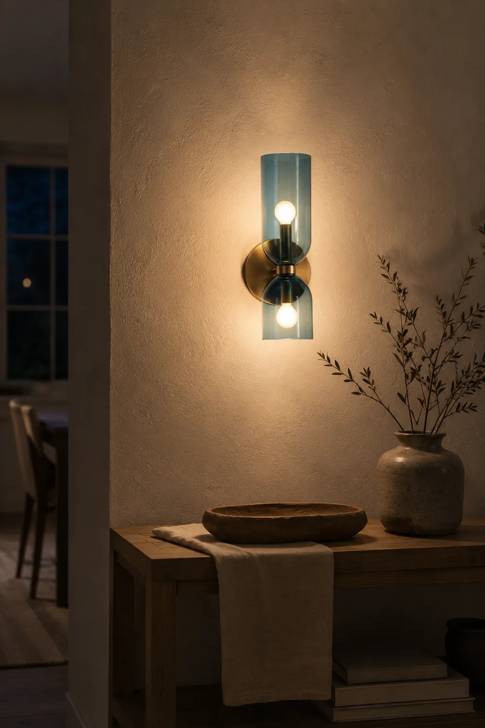 Hailie Modern Bedroom Glass Wall Lamp Sconce, Blue/Gray/White - Lumpaz