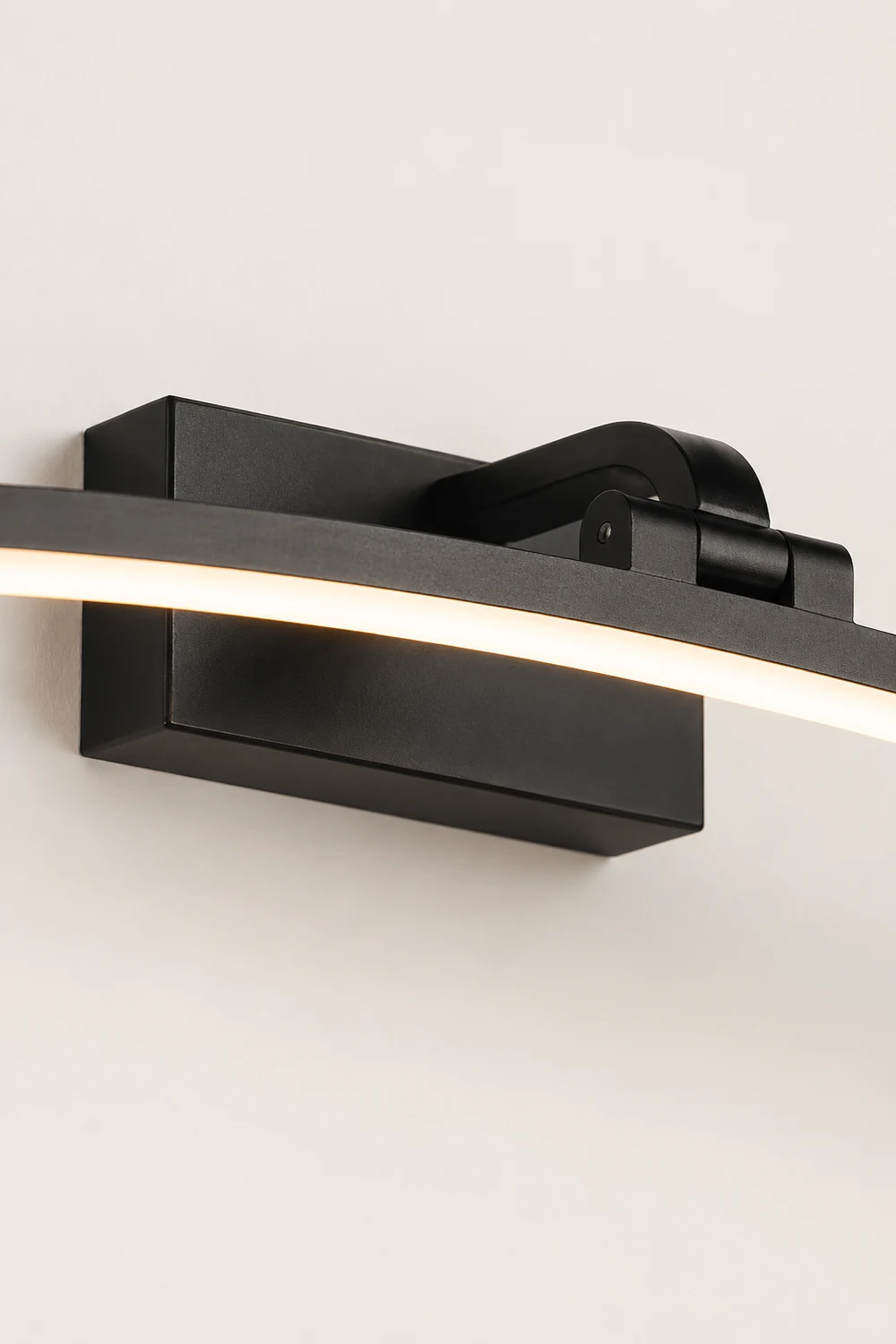 Edge Modern Curved Mirror Front Metal Wall Lamp, Black/White - Lumpaz