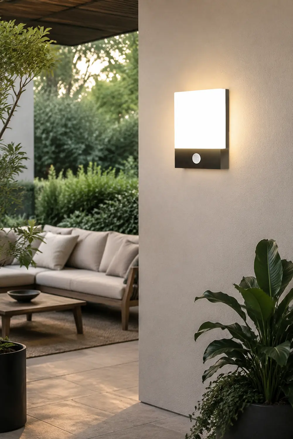 Orr Modern Sensor Rectangular Metal Outdoor Wall Lamp, Black/White - Lumpaz