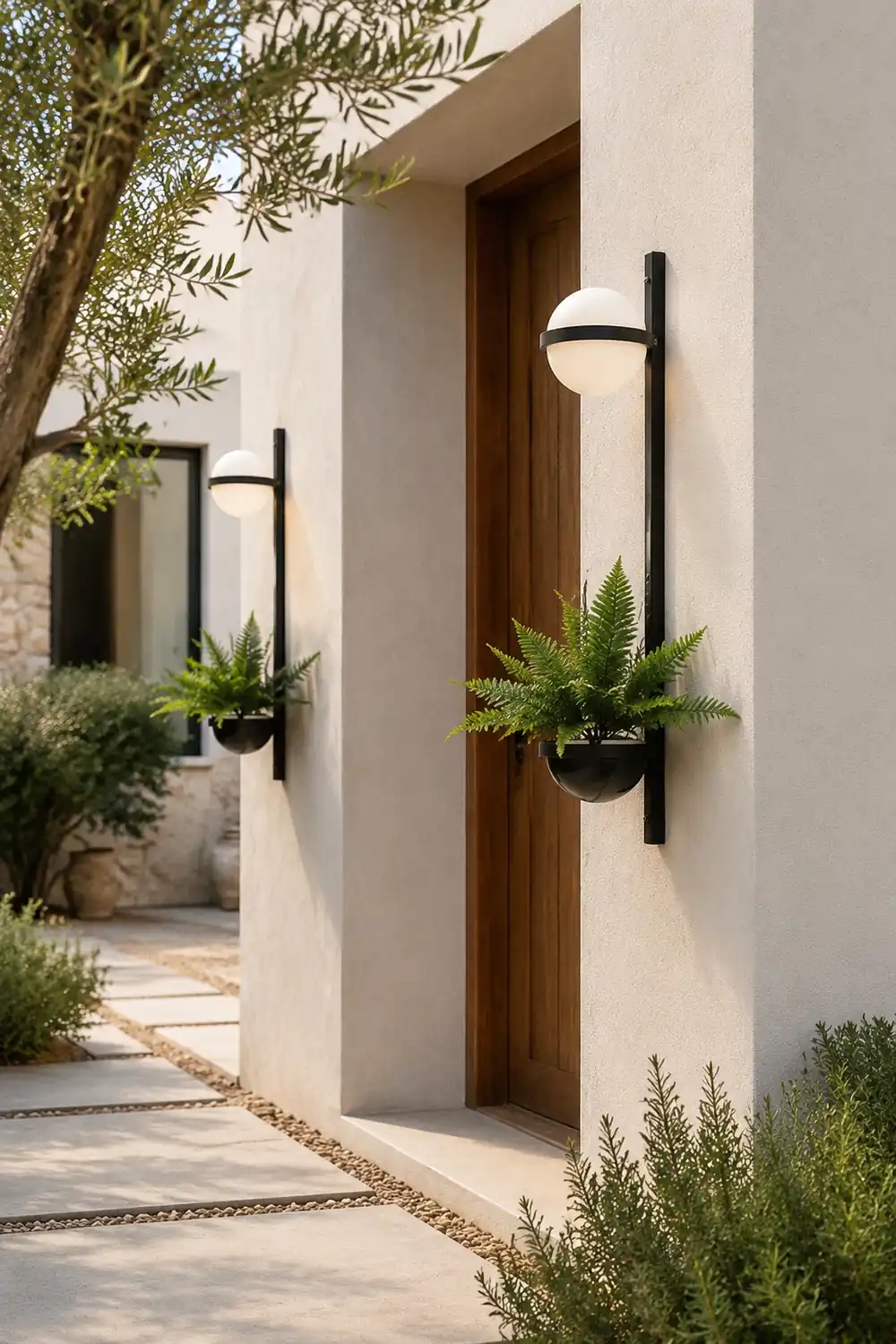 Valentina Modern Globe Metal/Acrylic Solar Outdoor Wall Lamp Plant Pot, Black/White - Lumpaz