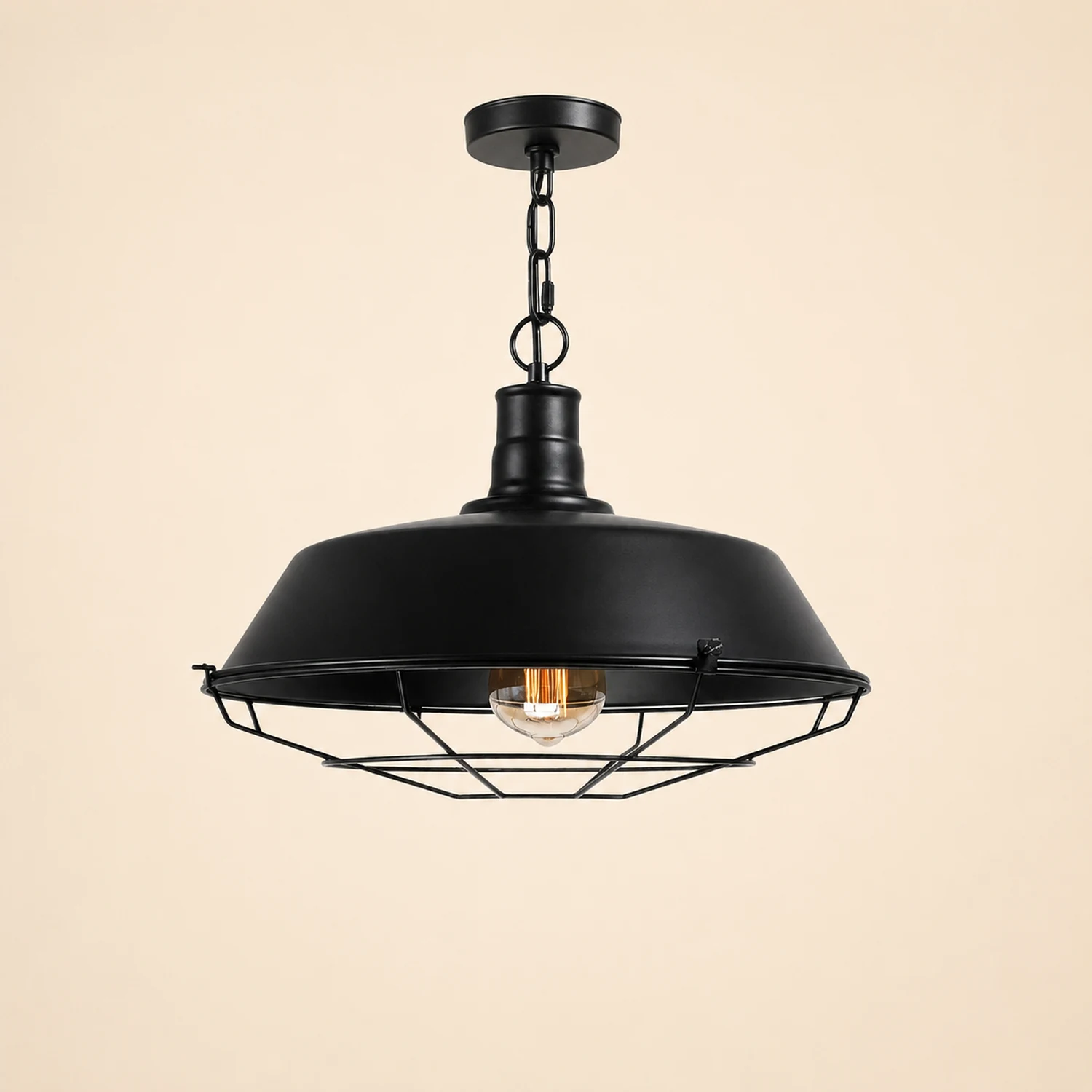 Alessio Farmhouse Swag Barn Pendant Light, Black - Lumpaz