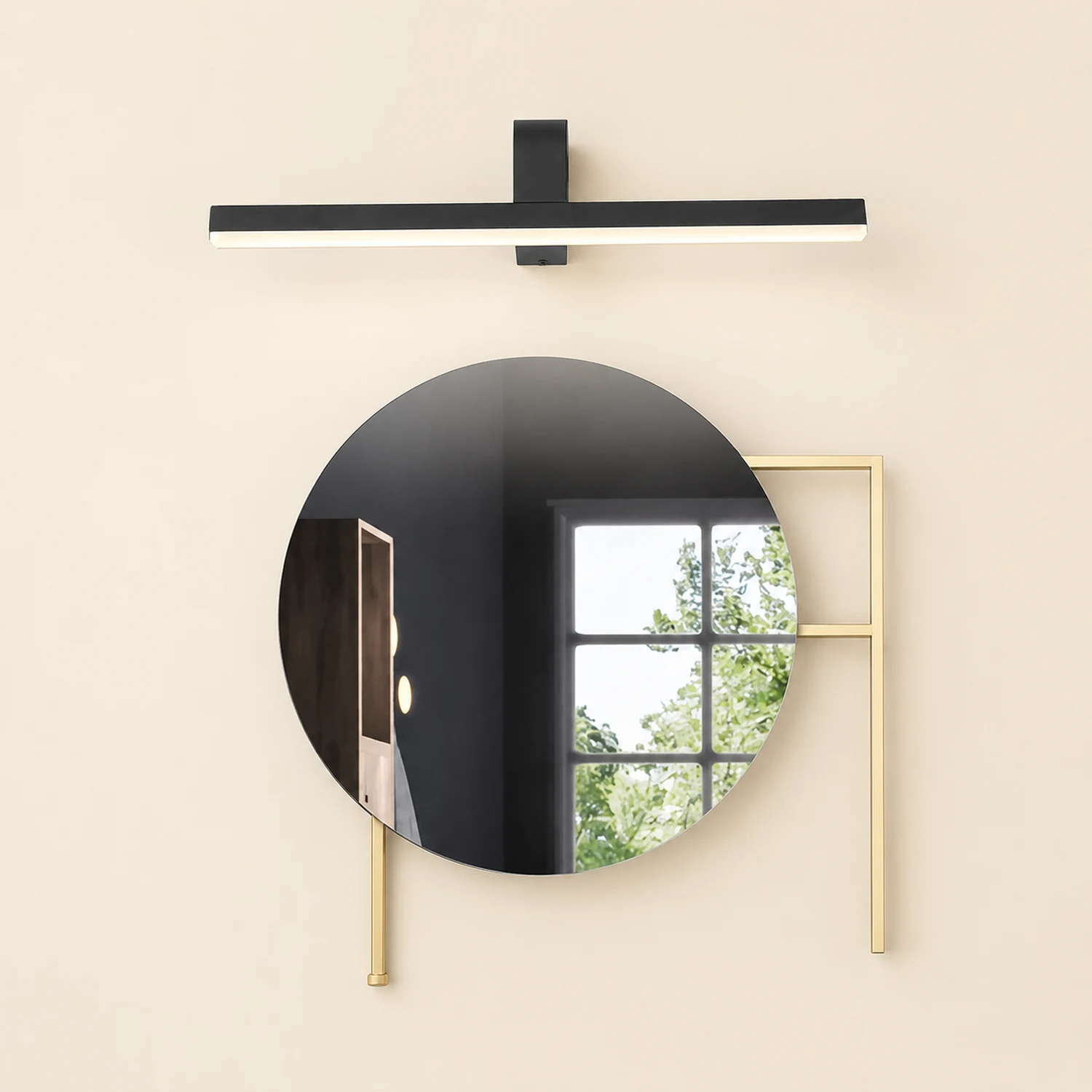 Edge Modern Linear Acrylic Mirror Front Wall Lamp, Black/White - Lumpaz