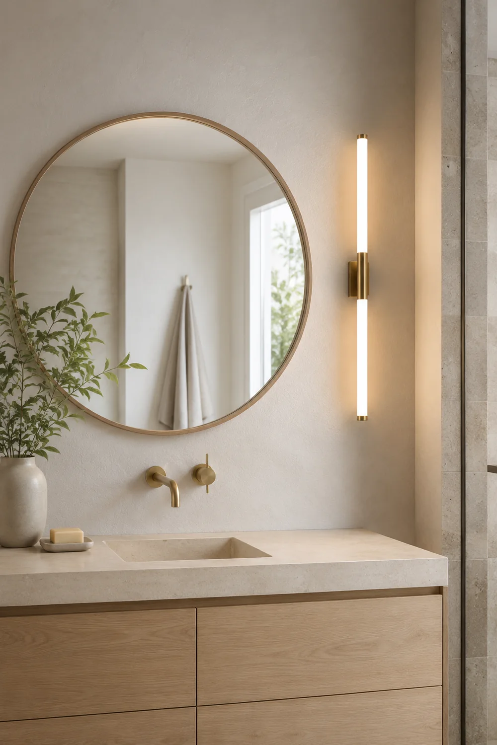Leigh Modern Linear Cooper White Mirror Front Wall Lamp - Lumpaz