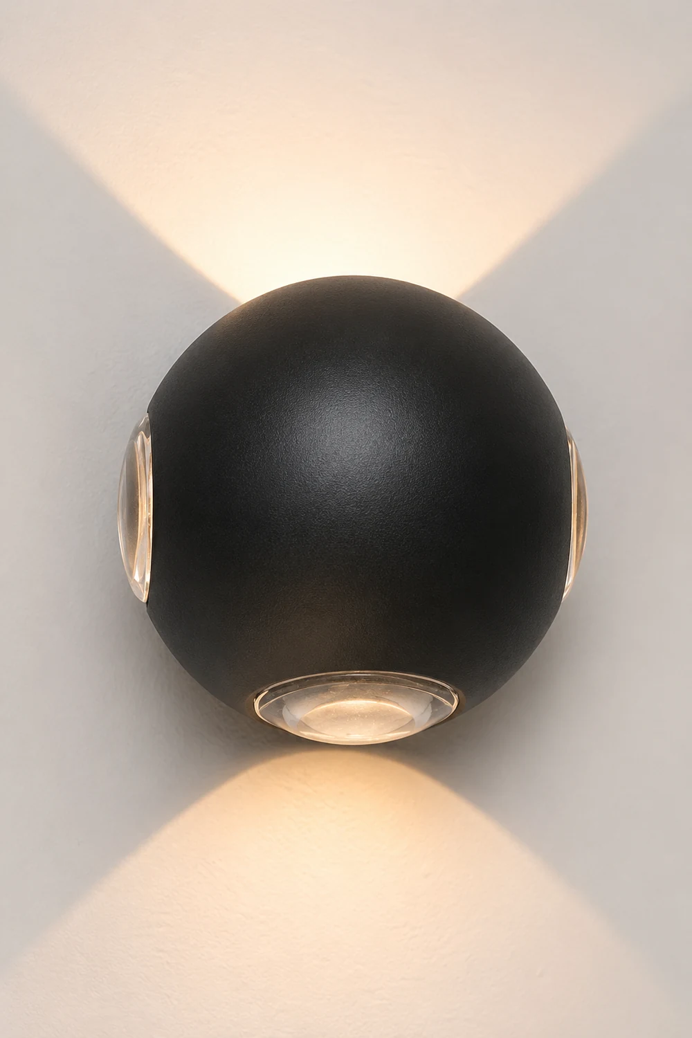 Orr Outdoor Wall Lamp Globe/Cruciform Ray Modern,Aluminum, Black, Garden - Lumpaz