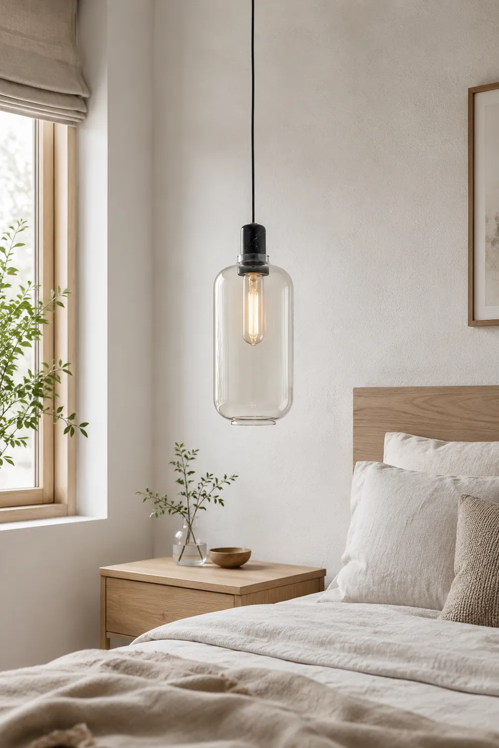 Hailie Designer Cylinder Pendant Light, Marble & Glass, 4.3"/6.7" - Lumpaz