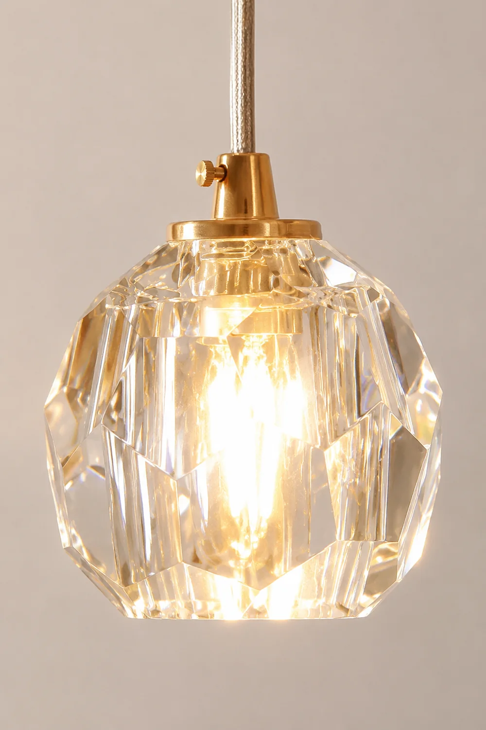 Luxury Globe Metal/Glass Pendant Light, Clear, Bedroom - Lumpaz