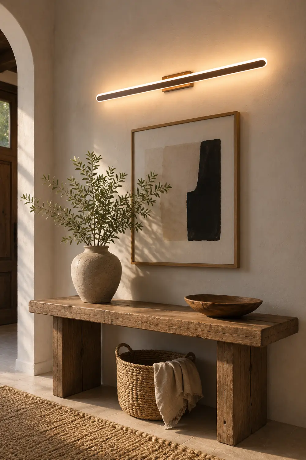 Leigh Modern Linear Minimalist Mirror Front Metal Wall Lamp, Gold - Lumpaz