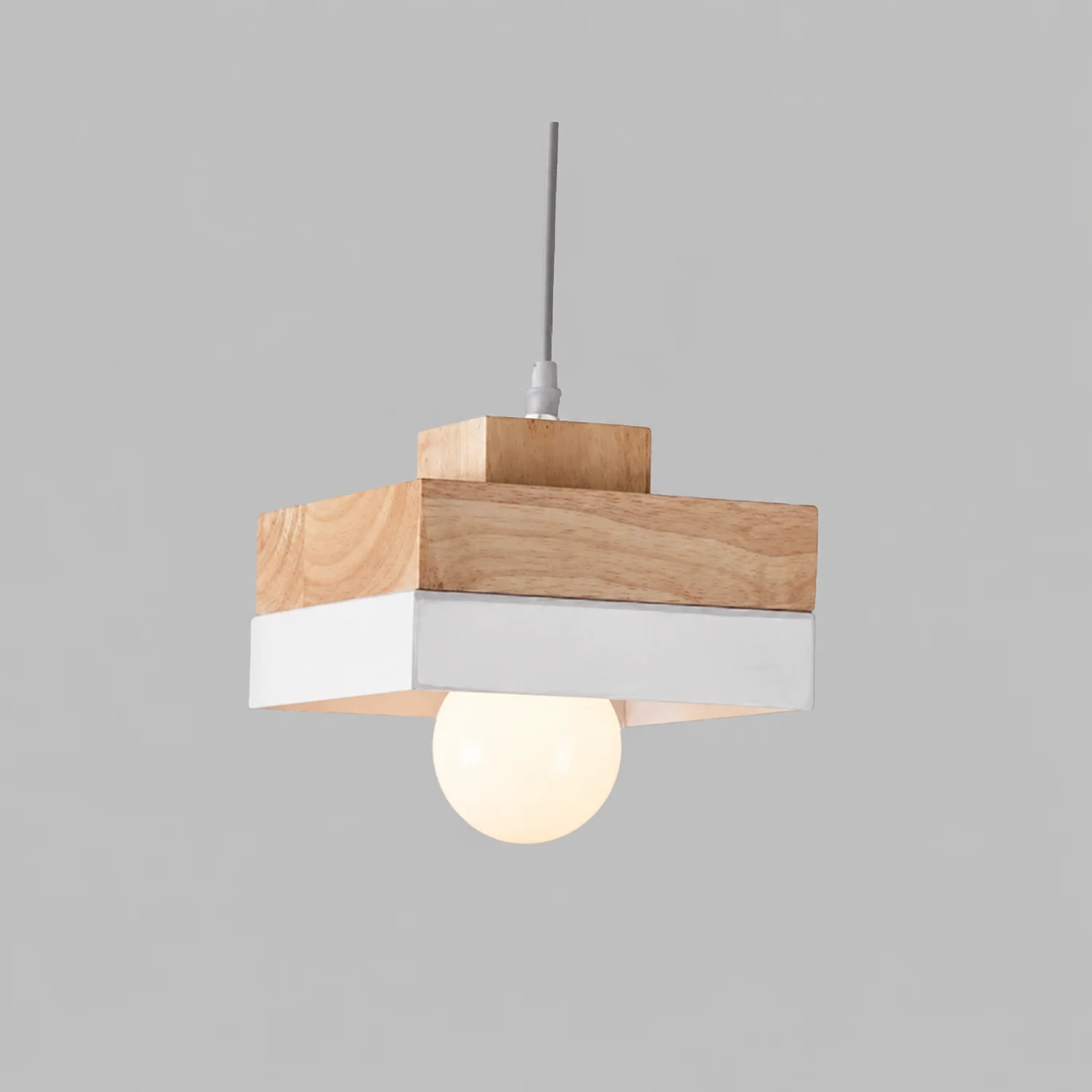 Morandi Modern Square Round Pendant Light Black White Metal Wood Living Room - Lumpaz