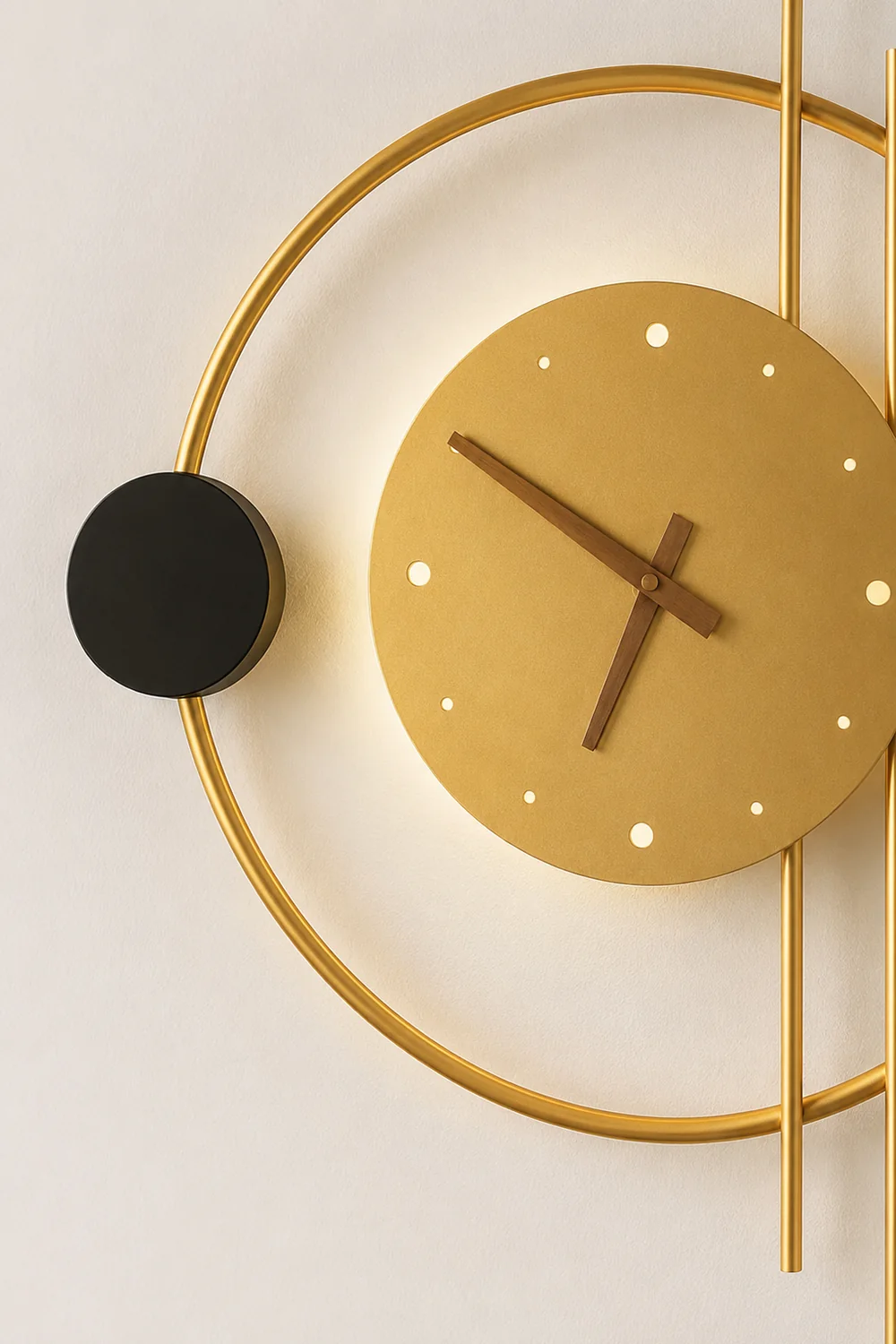 Nielsen Wall Lamp Clock, Black & Gold,  Iron & Acrylic - Lumpaz