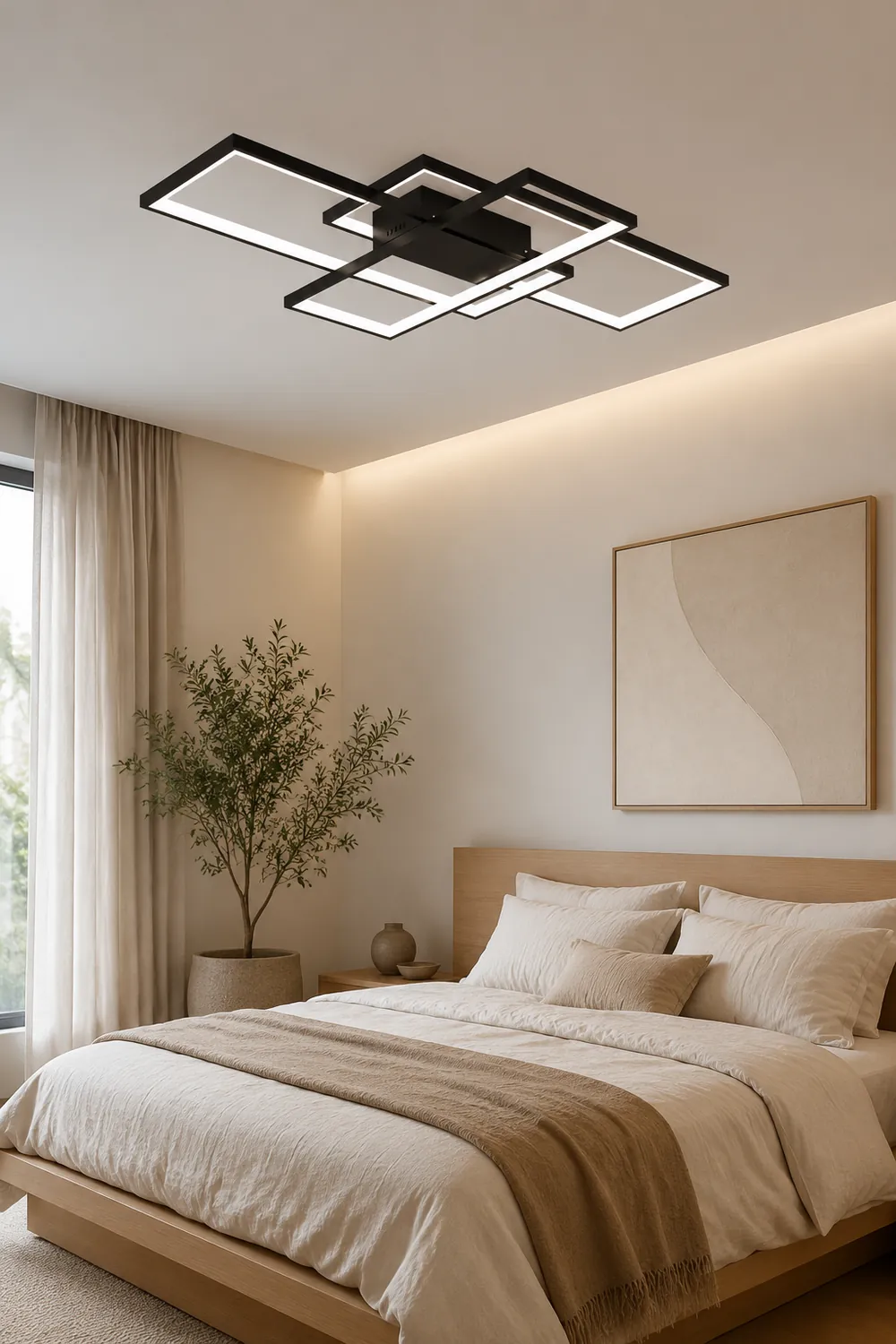 Bouvet Modern Metal Multi Rectangular Flush Mount Ceiling Light, Black/White - Lumpaz