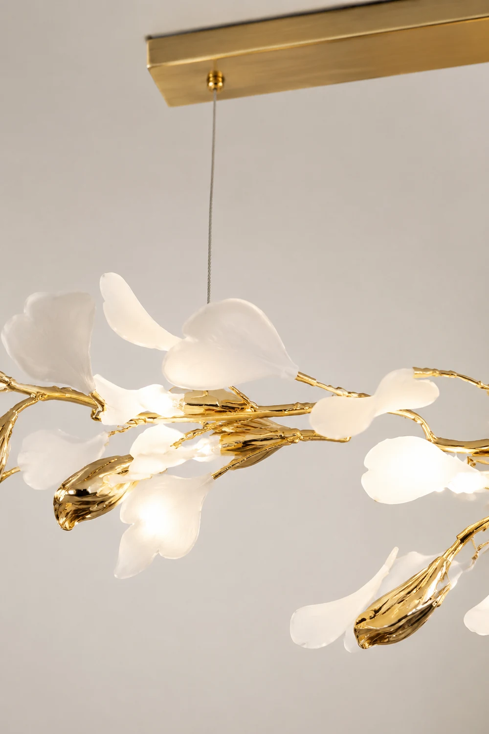 Ophelia CeraAut Modern Art Deco Metal & Ceramic Chandelier, Gold - Lumpaz
