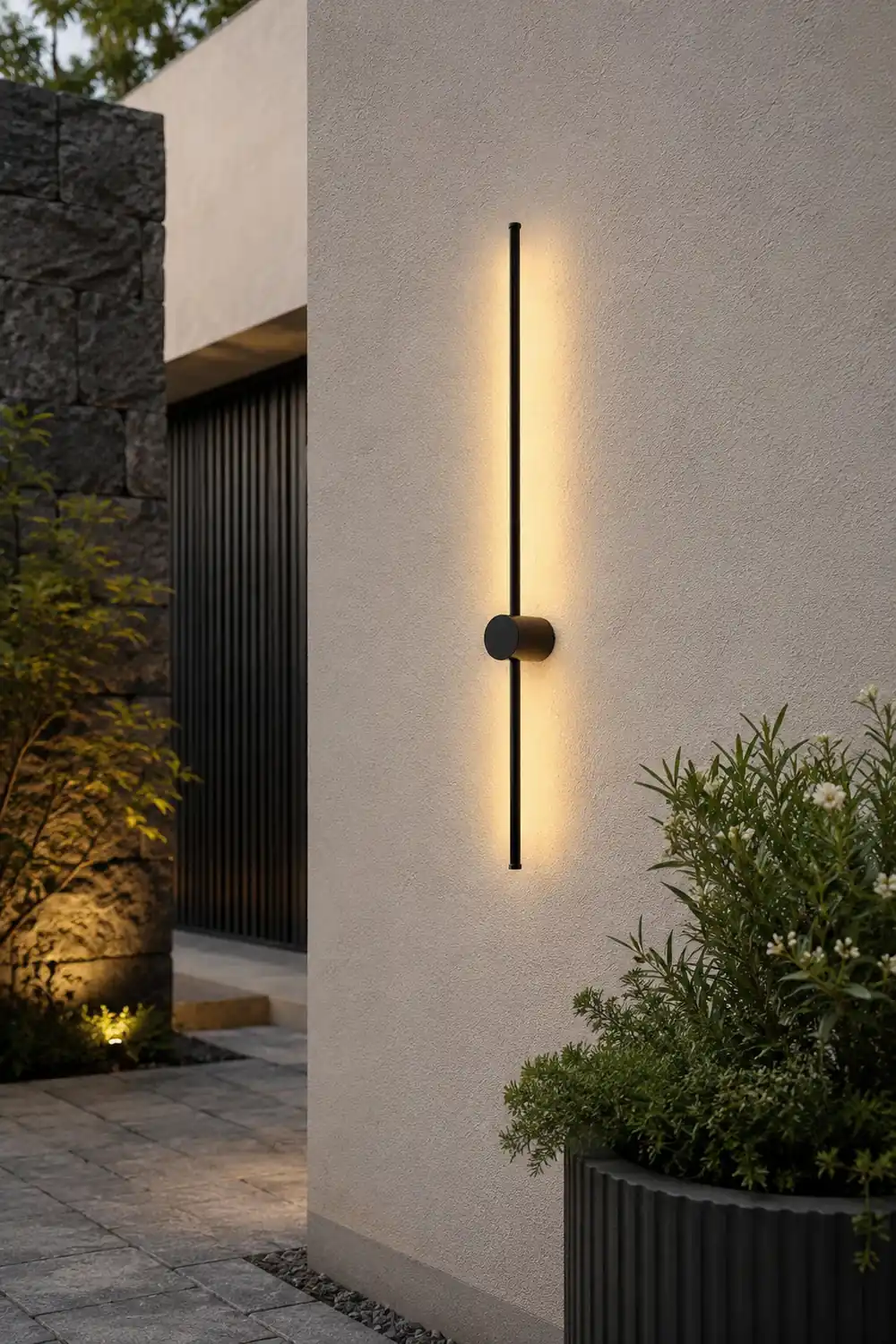 Edge Minimalist Rotatable Linear Outdoor Wall Lamp Black Corridor - Lumpaz