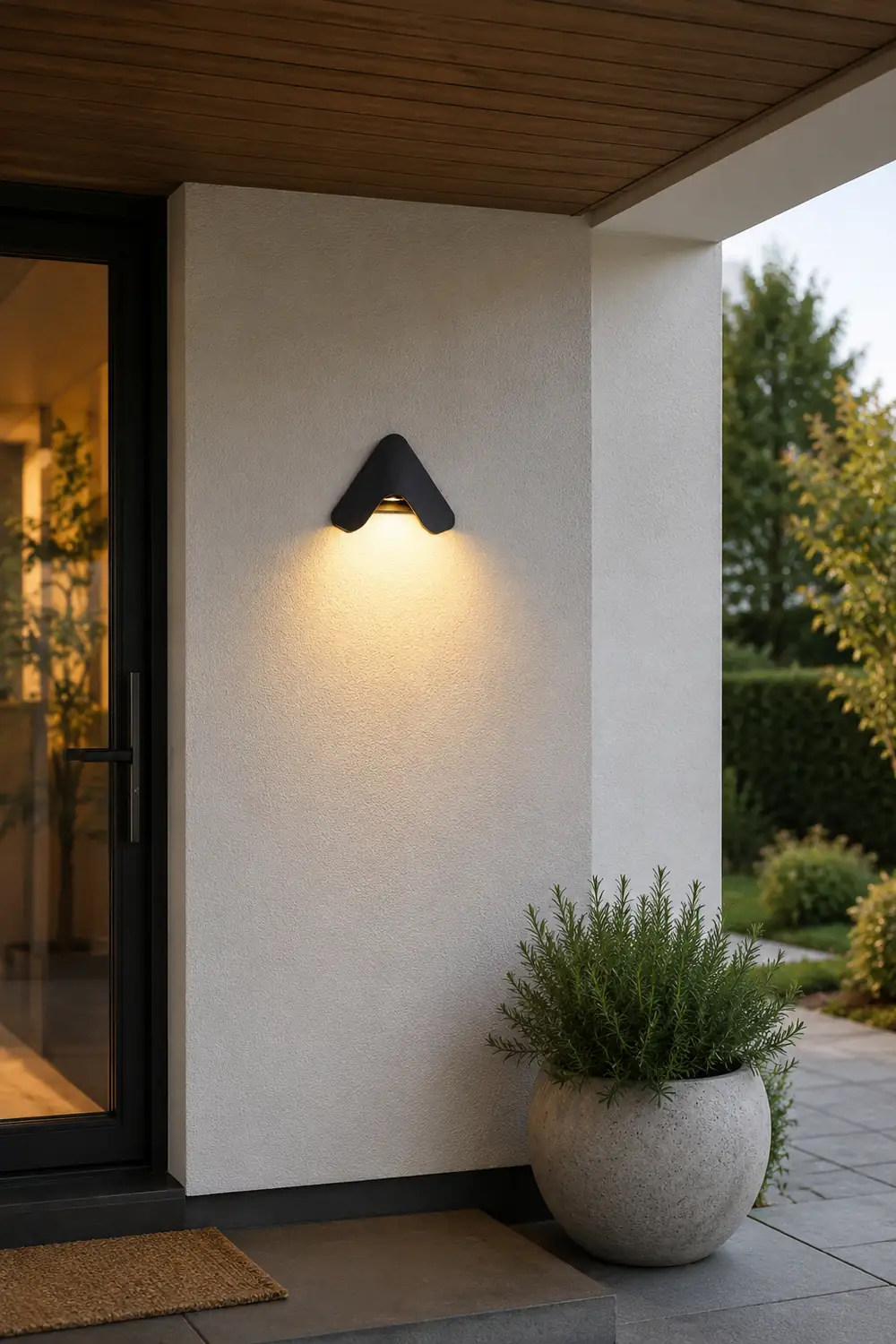 Orr Minimalist Triangle Metal Outdoor Wall Lamp, Balck/White - Lumpaz