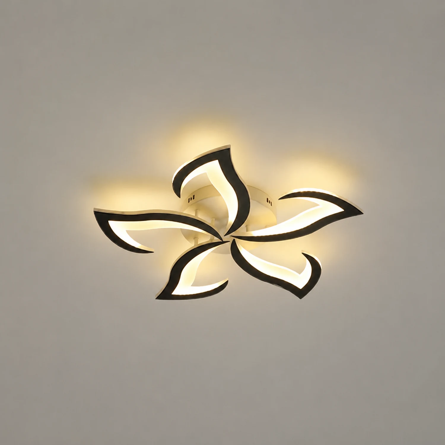 Hana Elegant Flower Flush Mount Ceiling Light, White/Black - Lumpaz