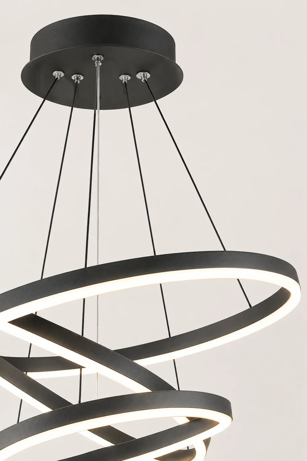 Arisha 3-Rings Black Black Modern Pendant Light - Lumpaz