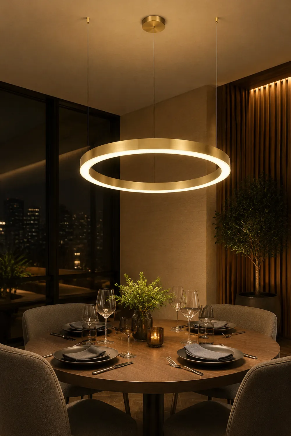 Arisha Modern Ring Metal Pendant Light, Gold - Lumpaz