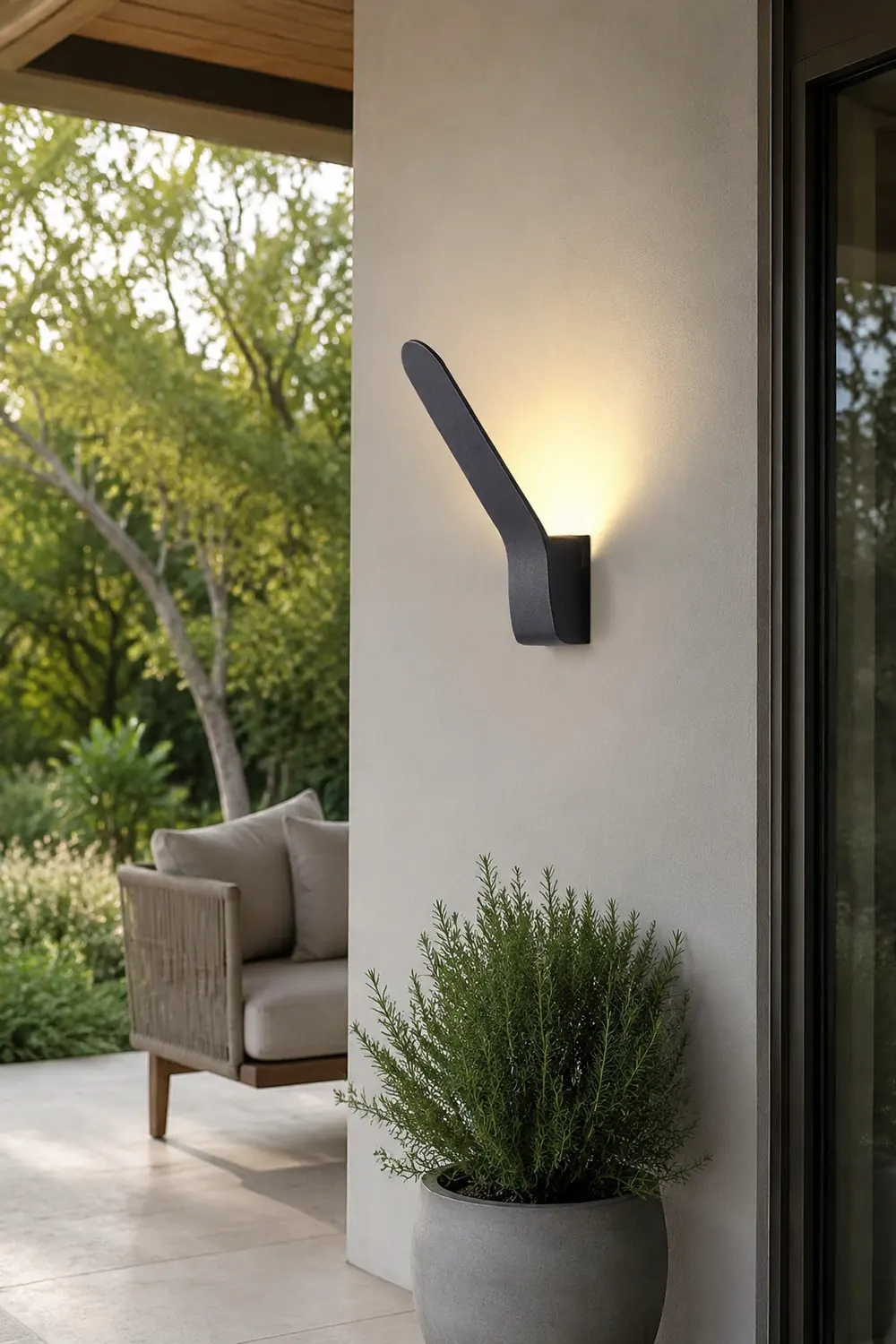 Orr Minimalist Tilt Linear Metal Outdoor Wall Lamp, Black - Lumpaz