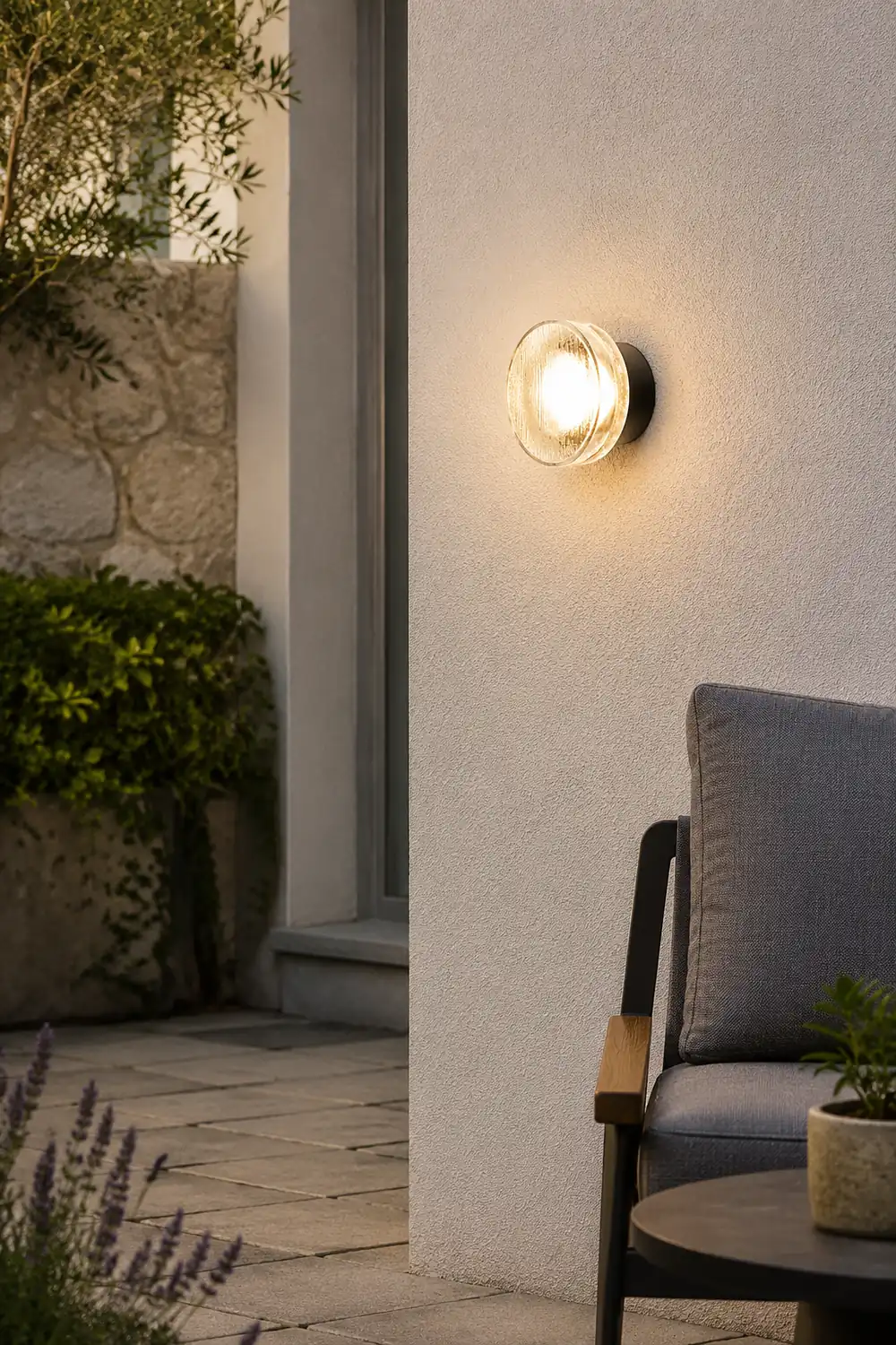 Valentina Modern Mini Bubble Metal/Glass Outdoor Wall Lamp, Transparent - Lumpaz