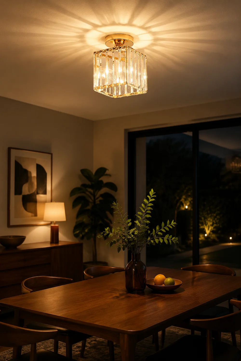 Herbert Modern Metal/Crystal Flush Mount Ceiling Light, 3 Colors - Lumpaz