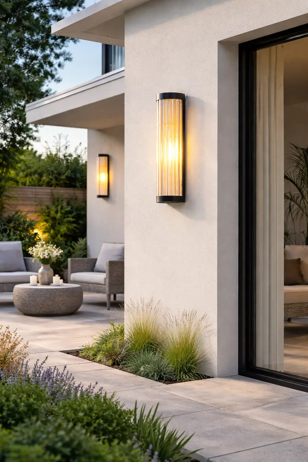 Orr Modern Semi-Cylindrical Metal/Glass Outdoor Wall Lamp, Black - Lumpaz