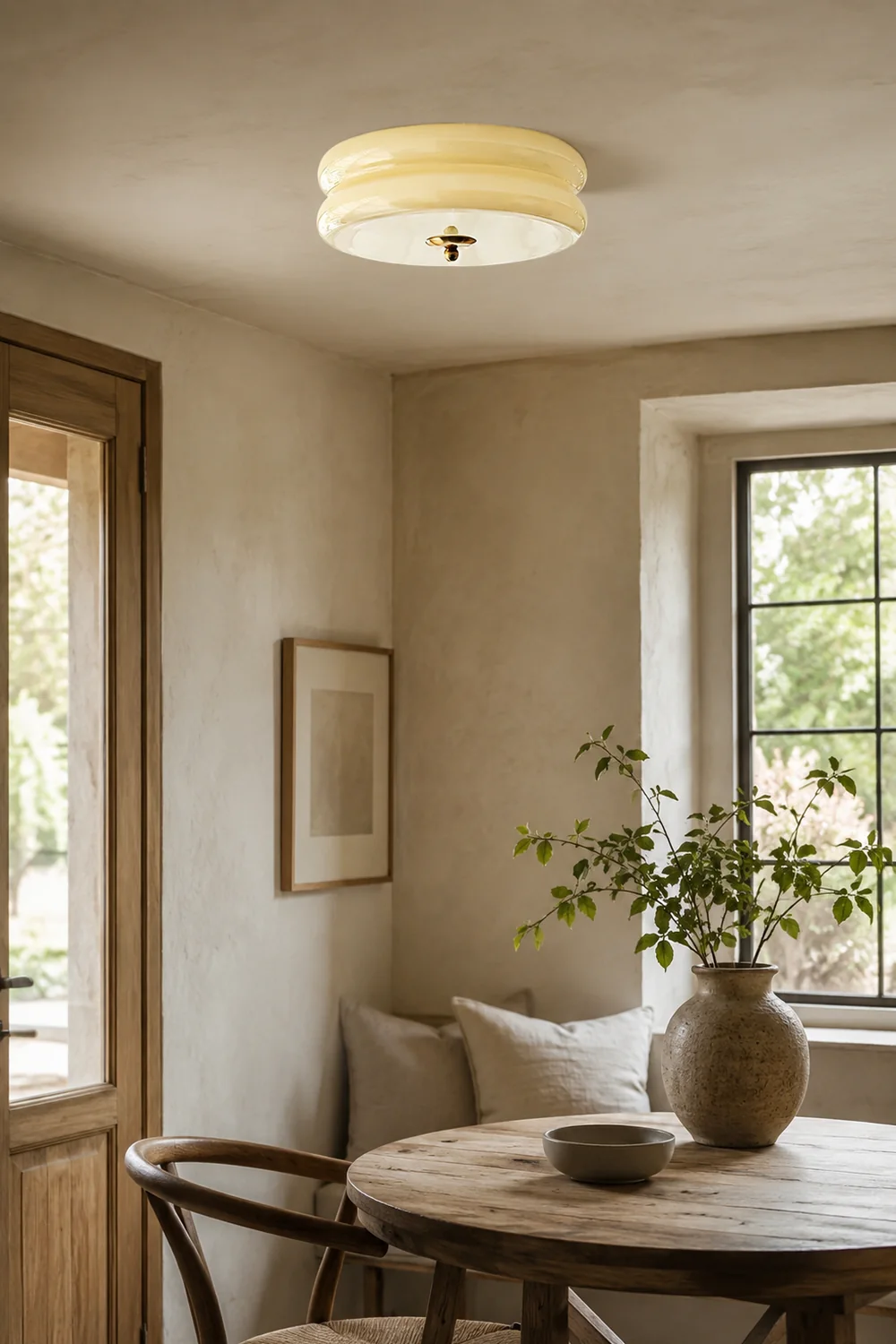 Morandi Modern Round Flush Mount Ceiling Light, White/Beige - Lumpaz