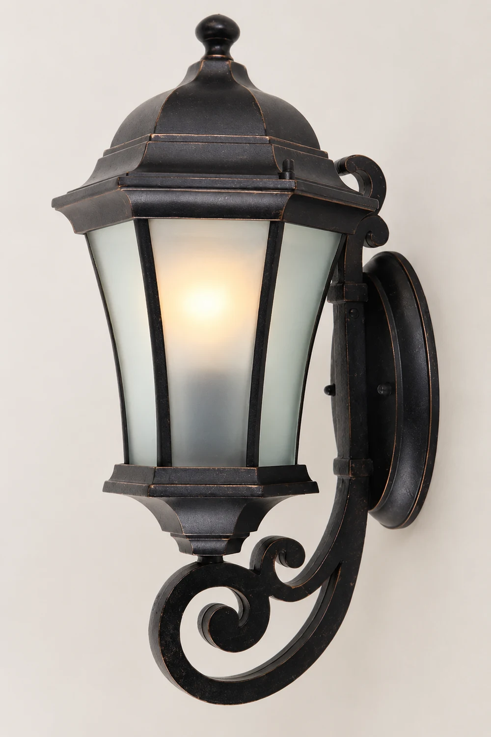 Alessio Vintage Lantern Metal/Glass Outdoor Wall Lamp, Black - Lumpaz