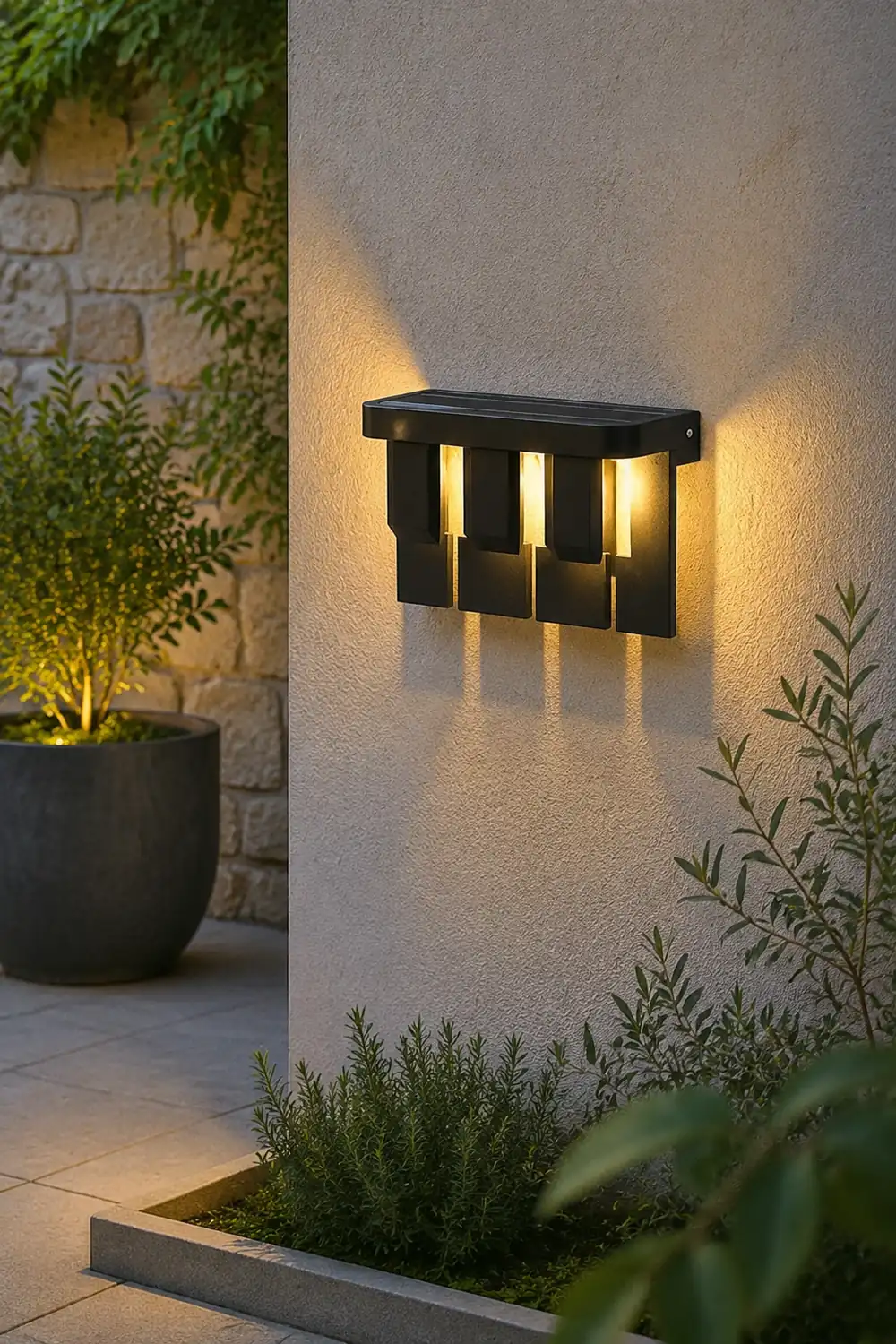 Orr Modern Minimallist Metal Solar Outdoor Garden/Yard Wall Lamp, Black - Lumpaz