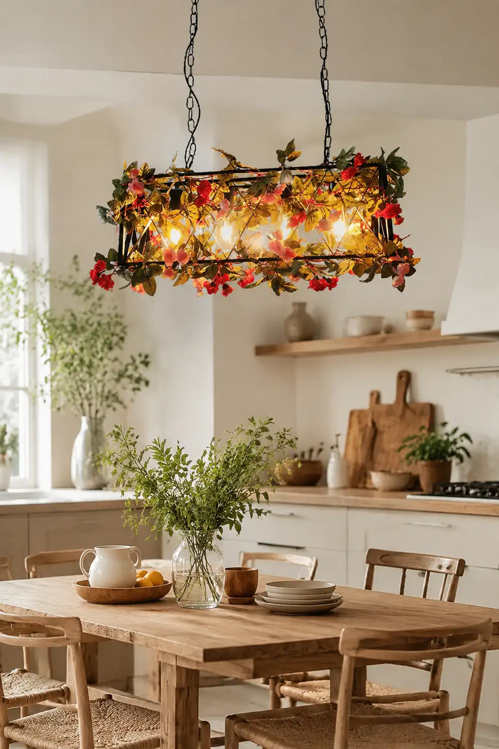 Nest Rustic Farmhouse Art Deco Plant Rectangle Pendant Light - Lumpaz