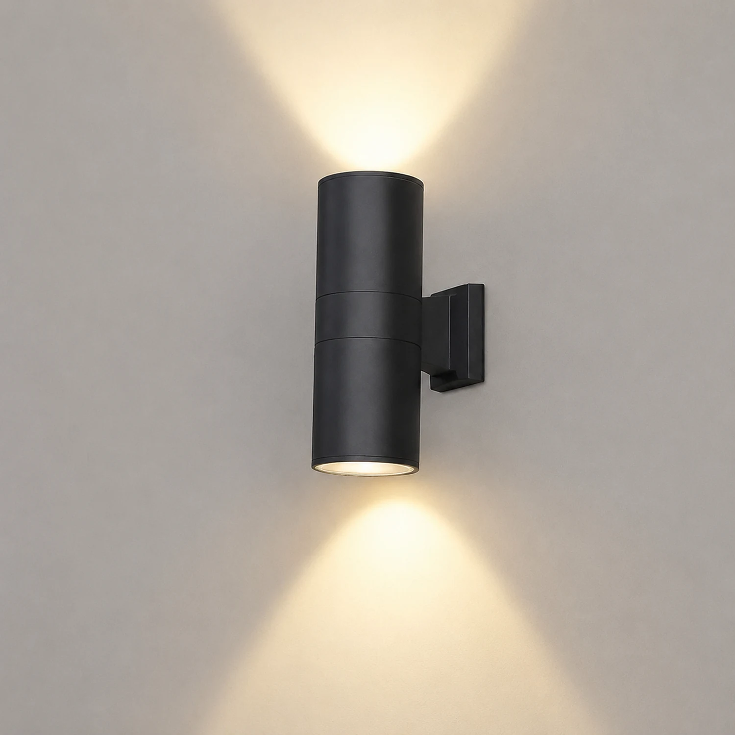 Orr Minimalist Metal Double-headed Outdoor Wall Lamp, Black - Lumpaz