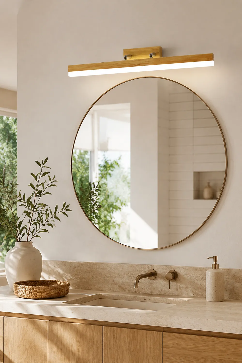 Ozawa Classic Metal/Wood Wall Lamp, Mirror Vanity, Bathroom - Lumpaz