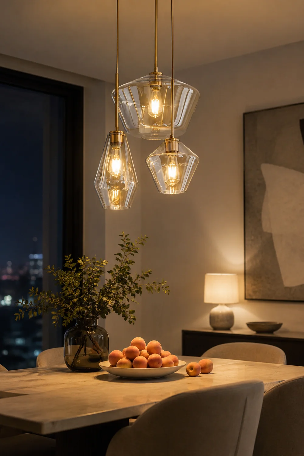Hailie Pendant Light Clear Glass, Clear/Amber, Bedroom - Lumpaz