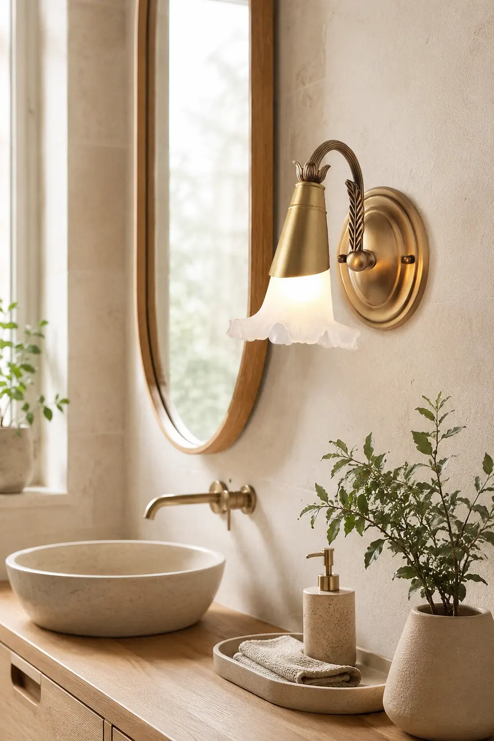 Félicie Nordique Retro Flower Metal/Glass Wall Lamp, Gold - Lumpaz