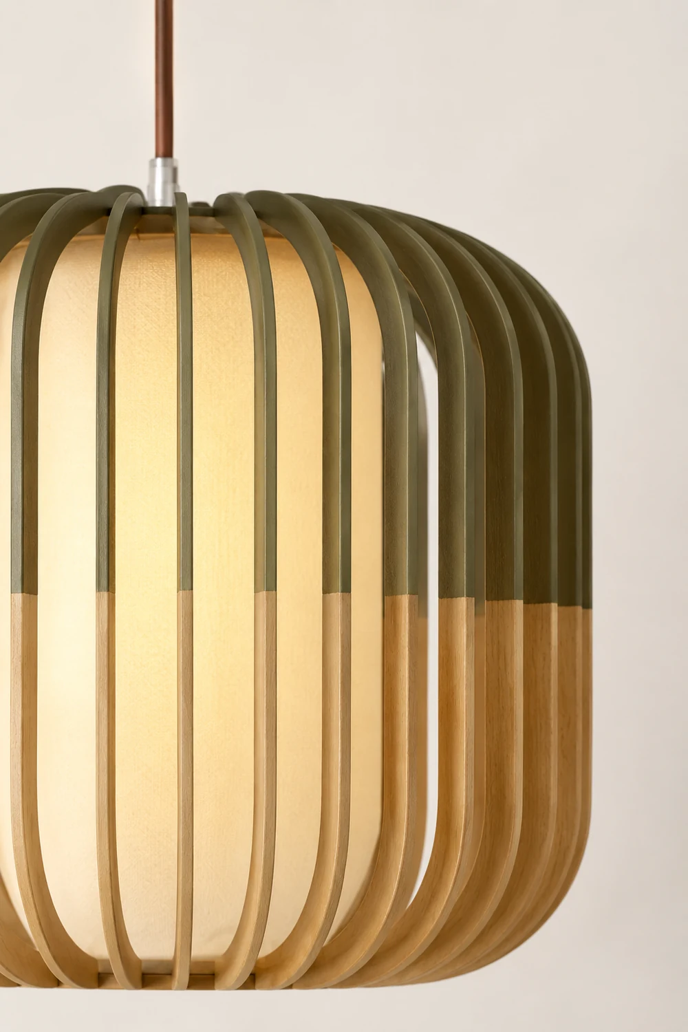 Ozawa Modern Birdcage Wood/Fabric Pendant Light - Lumpaz